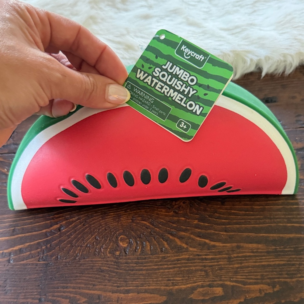 KeyCraft Jumbo Squishy Watermelon Toy - Red & Green
